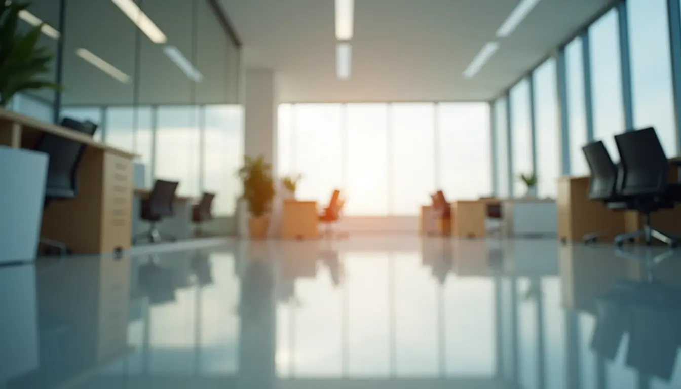 Eye-level view of a freshly cleaned office space
