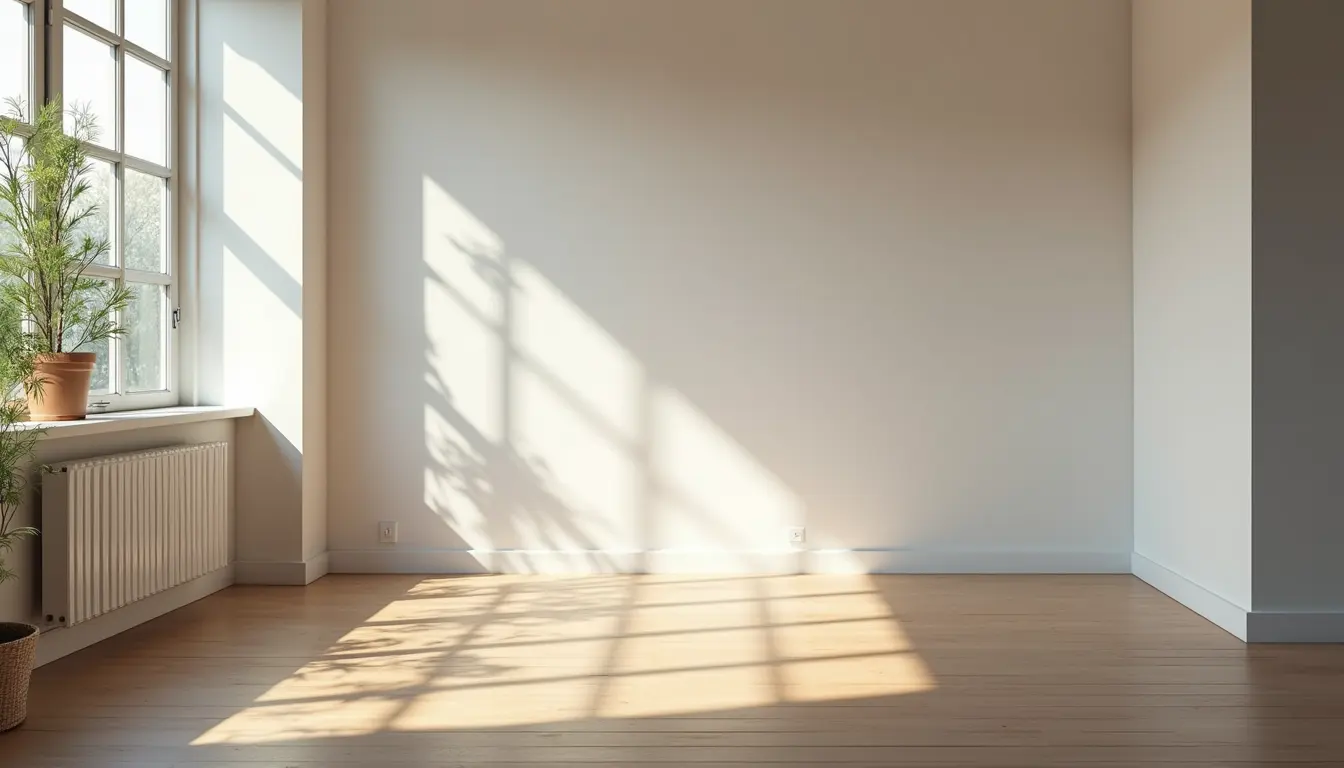High angle view of a clean and empty living room ready for move-out