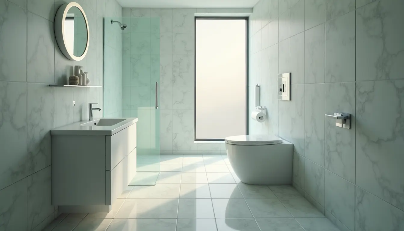 Eye-level view of a bathroom with proper ventilation and mold-free surfaces