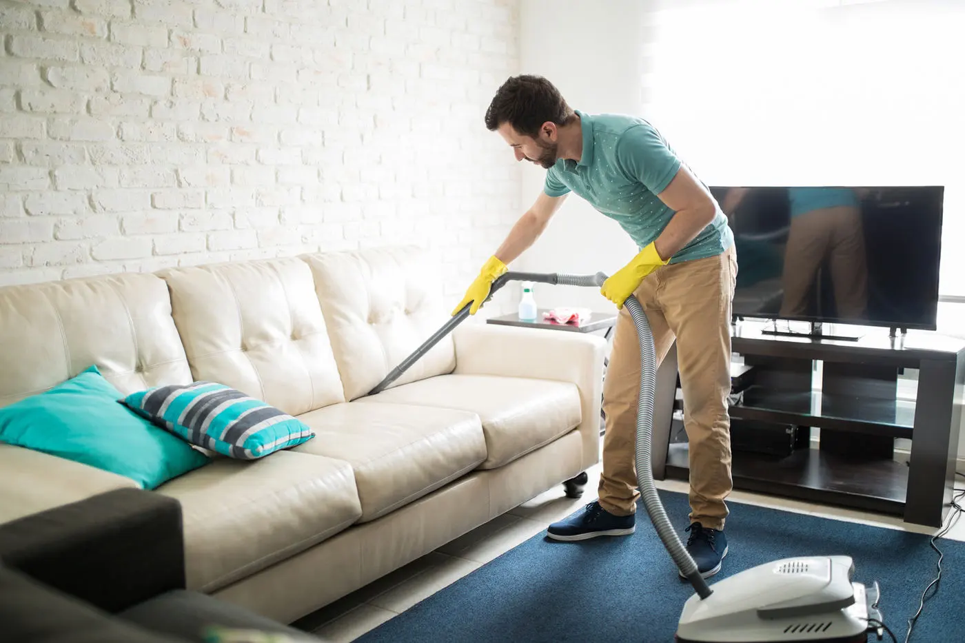 cleaning living rooms